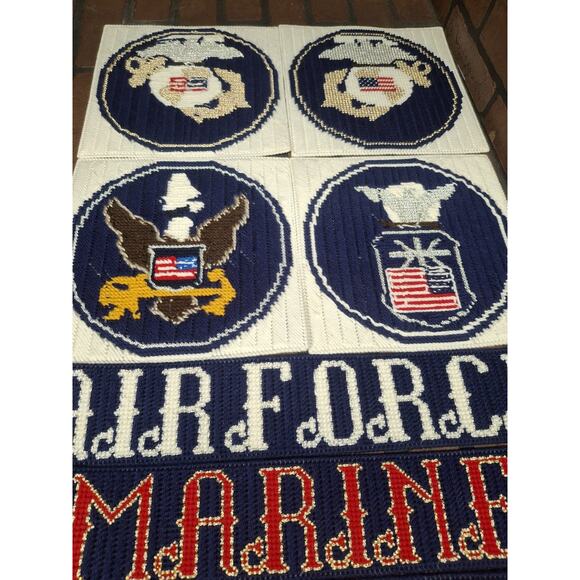 vintage needlepoint Military Decor Marines Air Force Navy USA Lot Of 11 - Picture 4 of 8